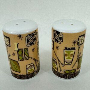 Vintage Tiki Design Salt & Pepper Shakers Tribal Masks 2.5" x 1.5" Ceramic